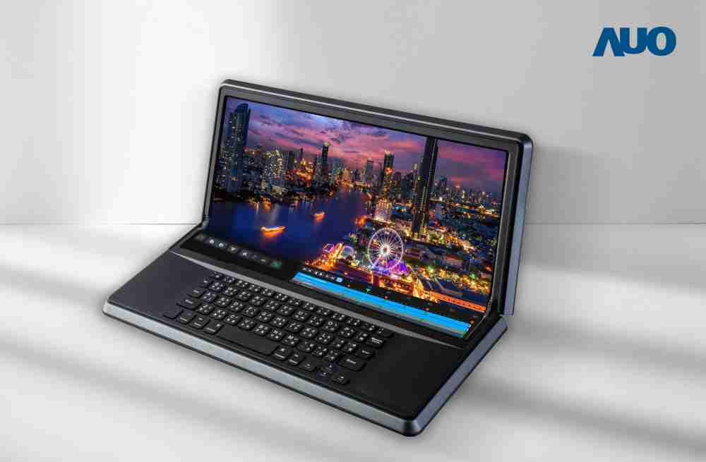 918.COM14.6吋Micro LED折迭显示屏幕，，搭配半径4mm的弯折绞炼，，，以及高画素、、、高亮度、、、、高对比度的显示技术特点，，即便在大视角下仍保有绝佳色相与亮度